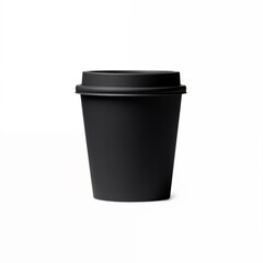 A smooth black paper cup on white background