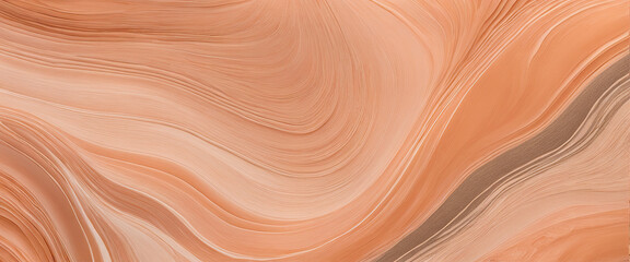 Abstract wallpaper capturing freeform shapes and textures in earth tones, dominantly featuring Pantone 13-1023 Peach Fuzz - obrazy, fototapety, plakaty