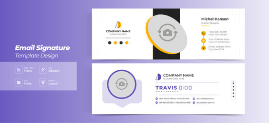 Modern creative business email signature template or email footer and personal social media cover Premium Vector