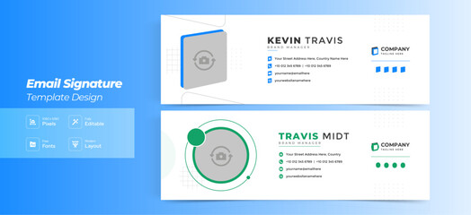 Modern creative business email signature template or email footer and personal social media cover Premium Vector