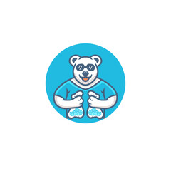 A bear or panda carrying ice cubes vector, cute cartoon bear or panda