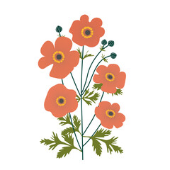 bouquet of poppies, Modern abstract flowers