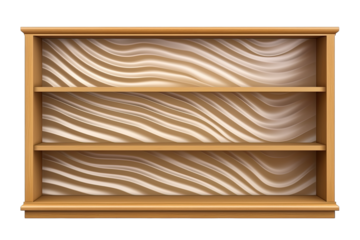 Luxury Light Brown Empty bookcase Shiny With Wave Pattern On Transparent Background