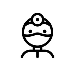 Dentist icon. Surgeon doctor with mask simple vector icon, illustration.