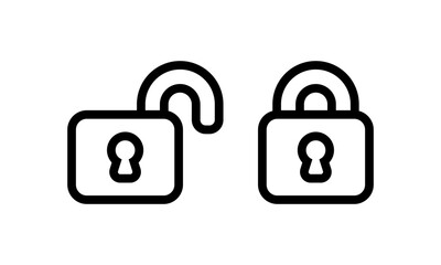 Lock icons. Open and closed locks. Vector padlock icon set, simple illustrations.