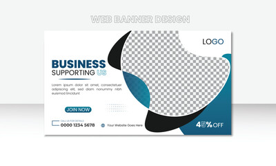 Modern business marketing web banner and youtube thumbnail template vector design