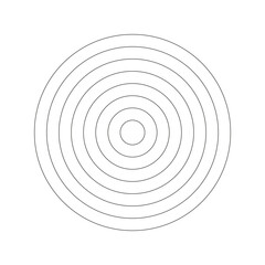 Polar grid of 7 concentric circles. Wheel of life, habits tracker. Circle diagram divided on segments. Blank polar graph paper. Vector template.	