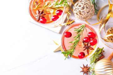 Cranberry Christmas cocktail, punch or sangria drink