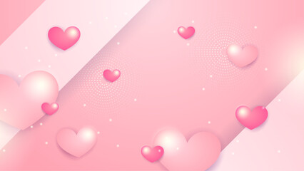 Pink vector gradient love background. Valentine vector illustration for greeting card, banner, gift, template, sale banner, poster, flyer and web