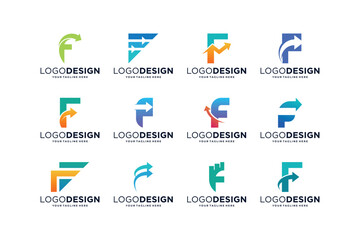 Collection of letter F accounting financial logo design inspiration