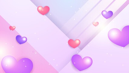 Purple violet and pink vector decorative heart background illustration. Valentine vector illustration for greeting card, banner, gift, template, sale banner, poster, flyer and web