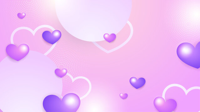 Purple violet vector background realistic love heart element. Valentine vector illustration for greeting card, banner, gift, template, sale banner, poster, flyer and web