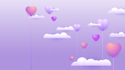 Purple violet and white vector decorative heart background illustration. Valentine vector for poster, flyer, greeting card, header for website