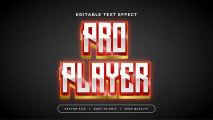 Red gold and white pro player 3d editable text effect - font style. Esport text effect