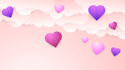 Purple violet and pink vector realistic heart love background. Valentine vector for poster, flyer, greeting card, header for website