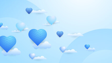 Fototapeta premium Blue vector gradient love background. Valentine vector for poster, flyer, greeting card, header for website