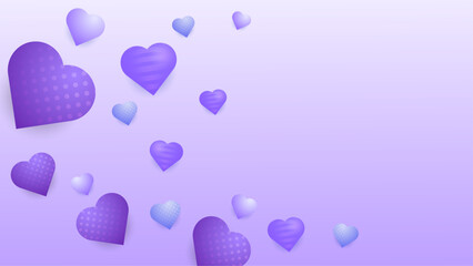 Purple violet vector love background with decorate heart. Valentine vector for poster, flyer, greeting card, header for website