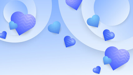 Blue vector heart and love background. Valentine vector for poster, flyer, greeting card, header for website