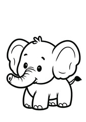 an illustration of elephant animal that can be used for coloring page or coloring book