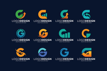 Collection of letter G accounting financial logo design inspiration - obrazy, fototapety, plakaty