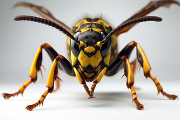 A close-up photo of a yellow jacket wasp - obrazy, fototapety, plakaty