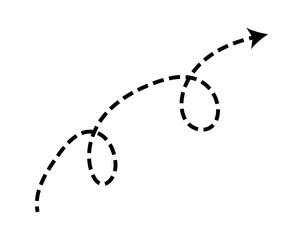 Dashed arrow set. Vector doodle dot line. Thin pointer arrows