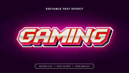 White red and purple violet gaming 3d editable text effect - font style. Esport text effect