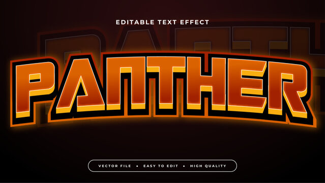 Brown yellow and black panther 3d editable text effect - font style. Esport text effect