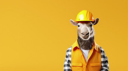 Constructive Critters: Animals in Construction Worker Outfits for Engaging Advertisements - obrazy, fototapety, plakaty