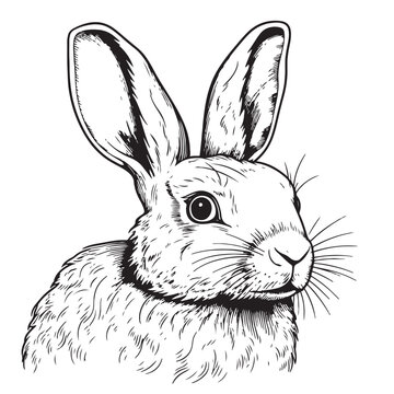 Hand-drawn portrait of rabbit. Easter bunny, sketch. Vector illustration