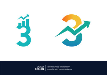 Number 3 marketing, finance, investment and business logo design.