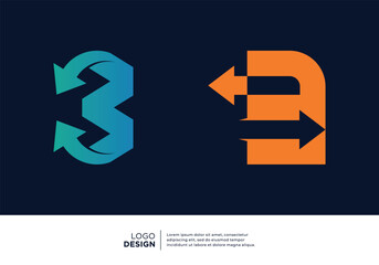 Number 3 financial diagram logo design.