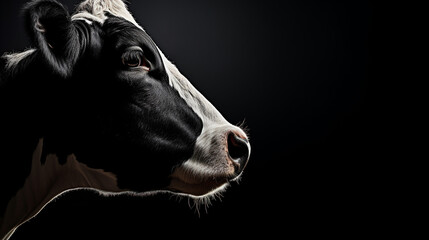 Close up portrait of the head of a Friesian Cow