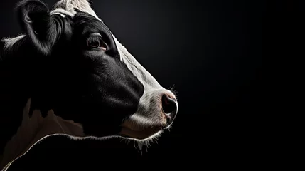 Stoff pro Meter Close up portrait of the head of a Friesian Cow © © Raymond Orton