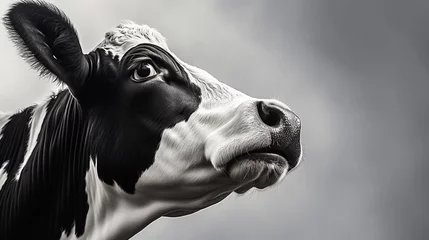 Gordijnen Close up portrait of the head of a Friesian Cow © © Raymond Orton