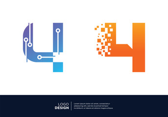 Artificial Intelligence Number 4 logo design.