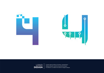 Number 4 tech logo design inspiration.