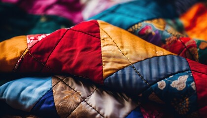A Vibrant Close-Up of a Colorful Quilt on a Bed