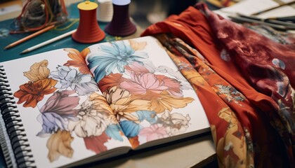 An Open Book with a Flower Design