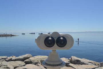 binoculars on a tourist boardwalk