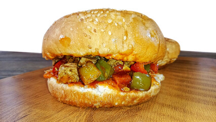 burger on a wooden board | burger | burger on a table
