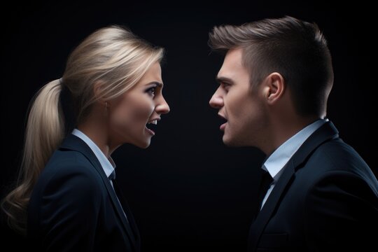 Family quarrel, negative interpersonal relationships, hatred and disregard for each other's respect, scandals and clashes in a married couple, husband and wife, boyfriend and girlfriend,