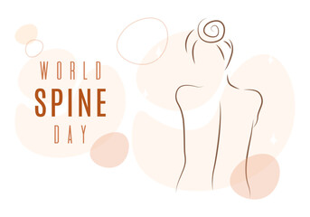 World Spine Day banner with woman back silhouette. Vector illustration