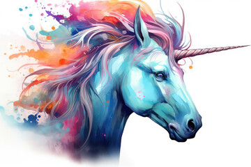 Obraz na płótnie Canvas Horn white animal unicorn art horse background beauty fantasy wild magical