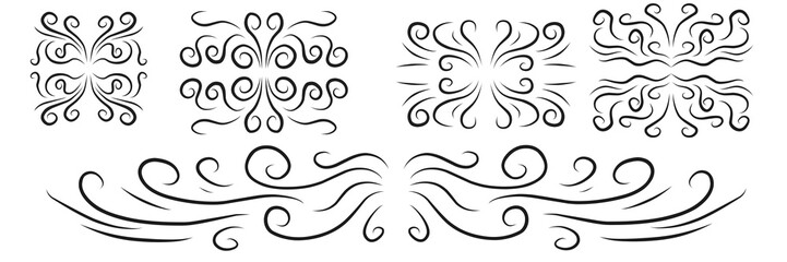 Fototapeta premium set of hand drawn sulur decoration elements