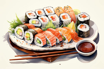 Background wasabi seafood japan roll japanese fish food sushi rice salmon