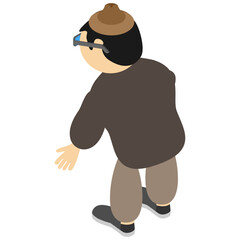Isometric Man with Sunglasses and Hat