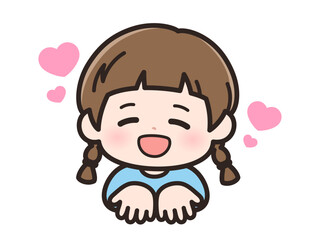 ちょうだいをする女の子のイラスト