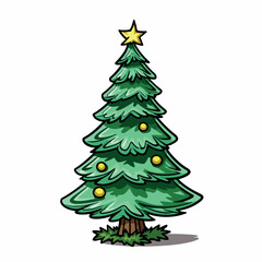 christmas tree flat vector illustration. christmas tree hand drawing isolated vector illustration