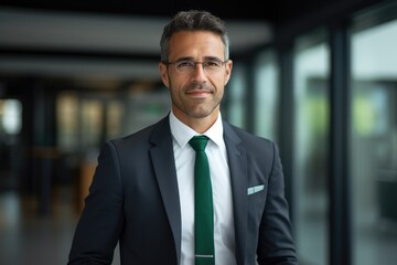 Fototapeta premium A man in a suit and green tie